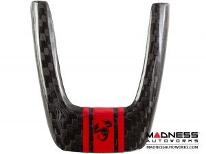 FIAT 500 Steering Wheel Trim - 3 piece kit - Carbon Fiber - Red Racing Stripe